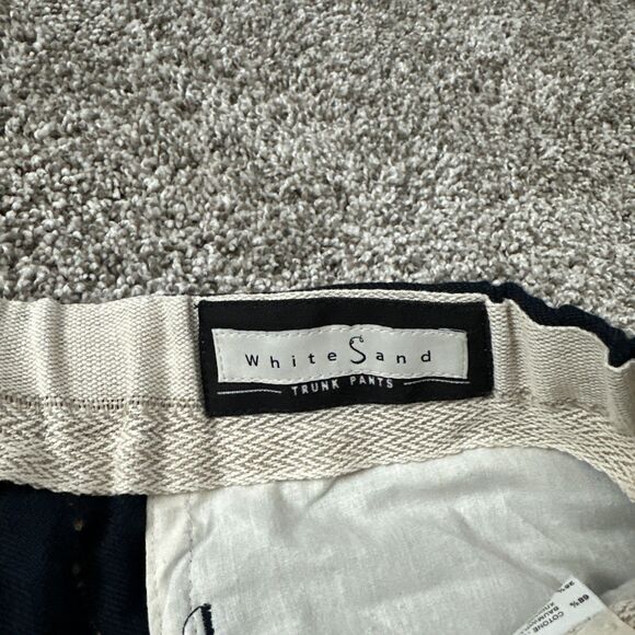 White Sand Waist Belt Trunk Pants Dark Blue Striped Men’s Size 50 Made In Italy - Picture 5 of 12